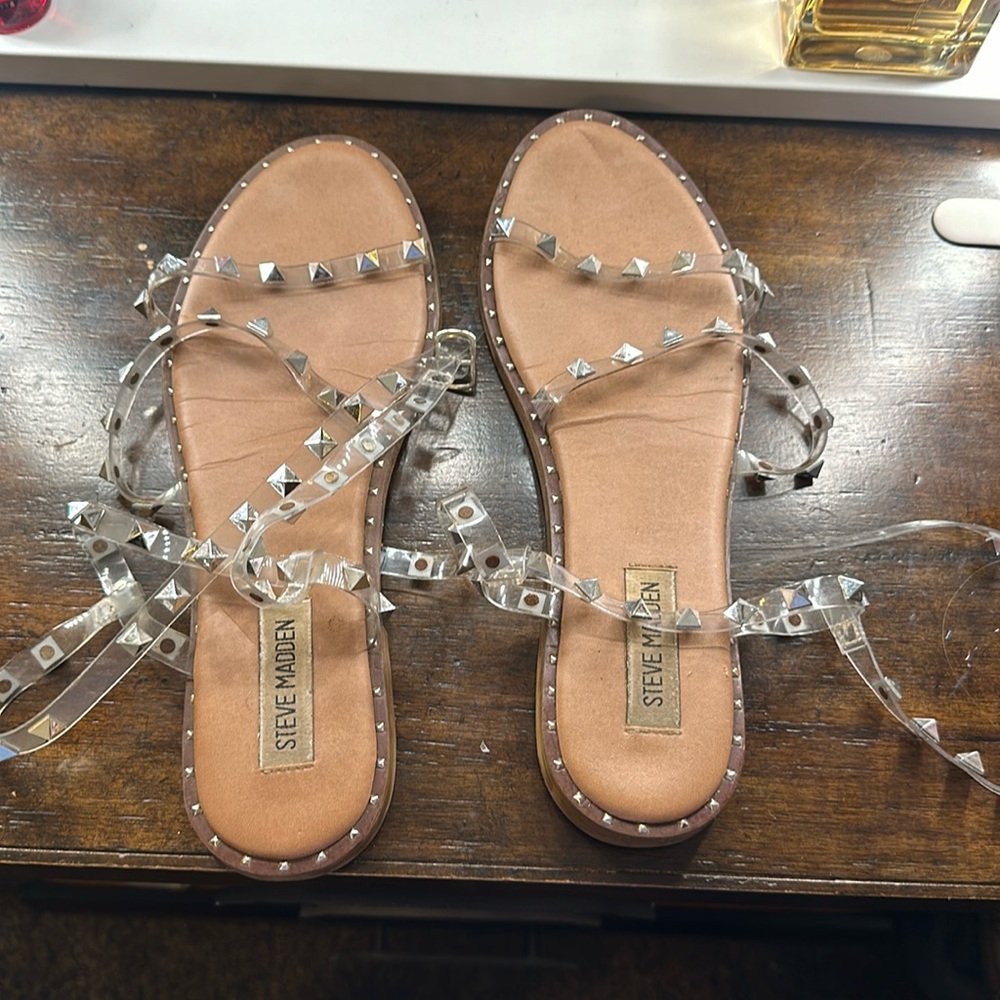 Steve Madden Clear Studded Sandals